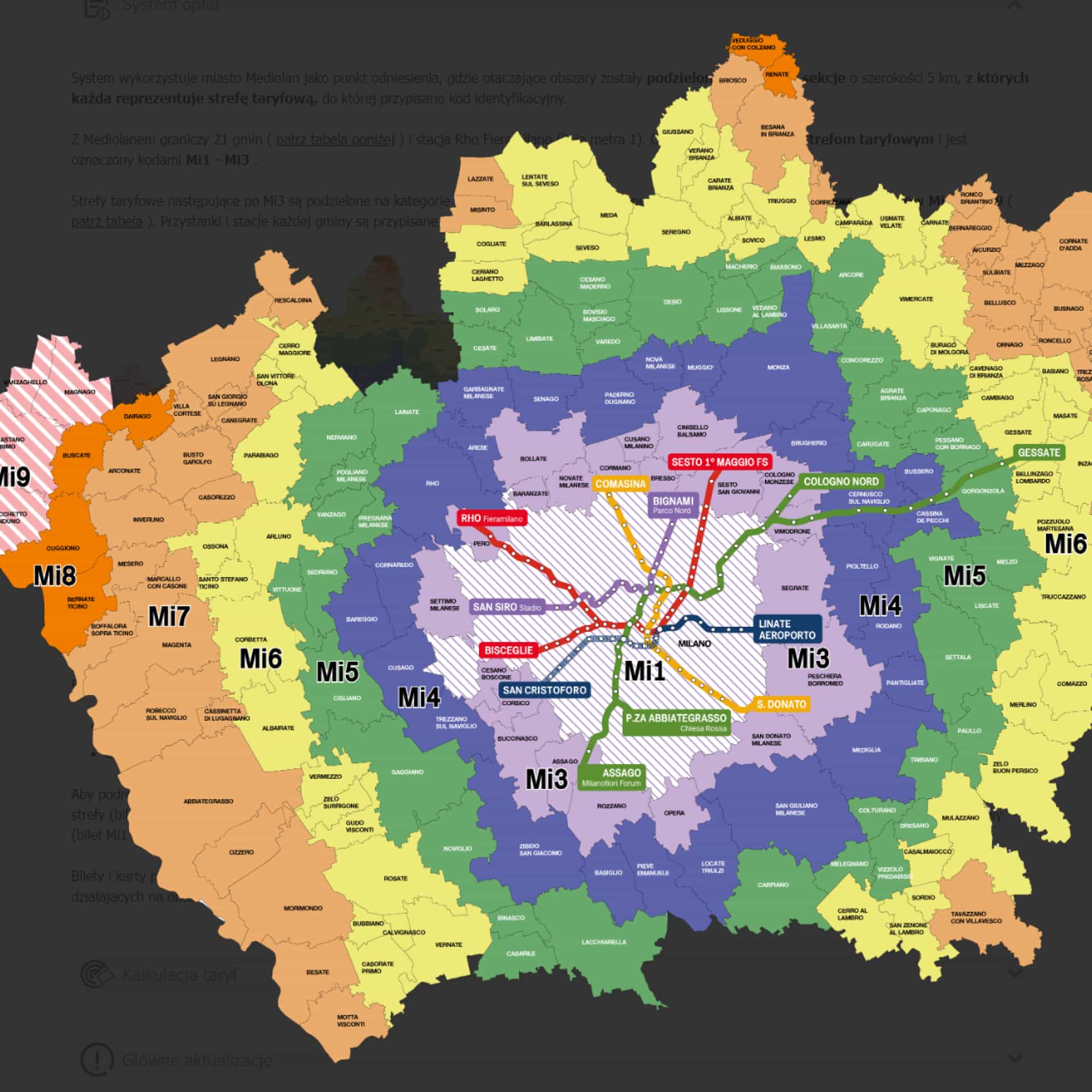 Mediolan mapa komunikacji miejskiej