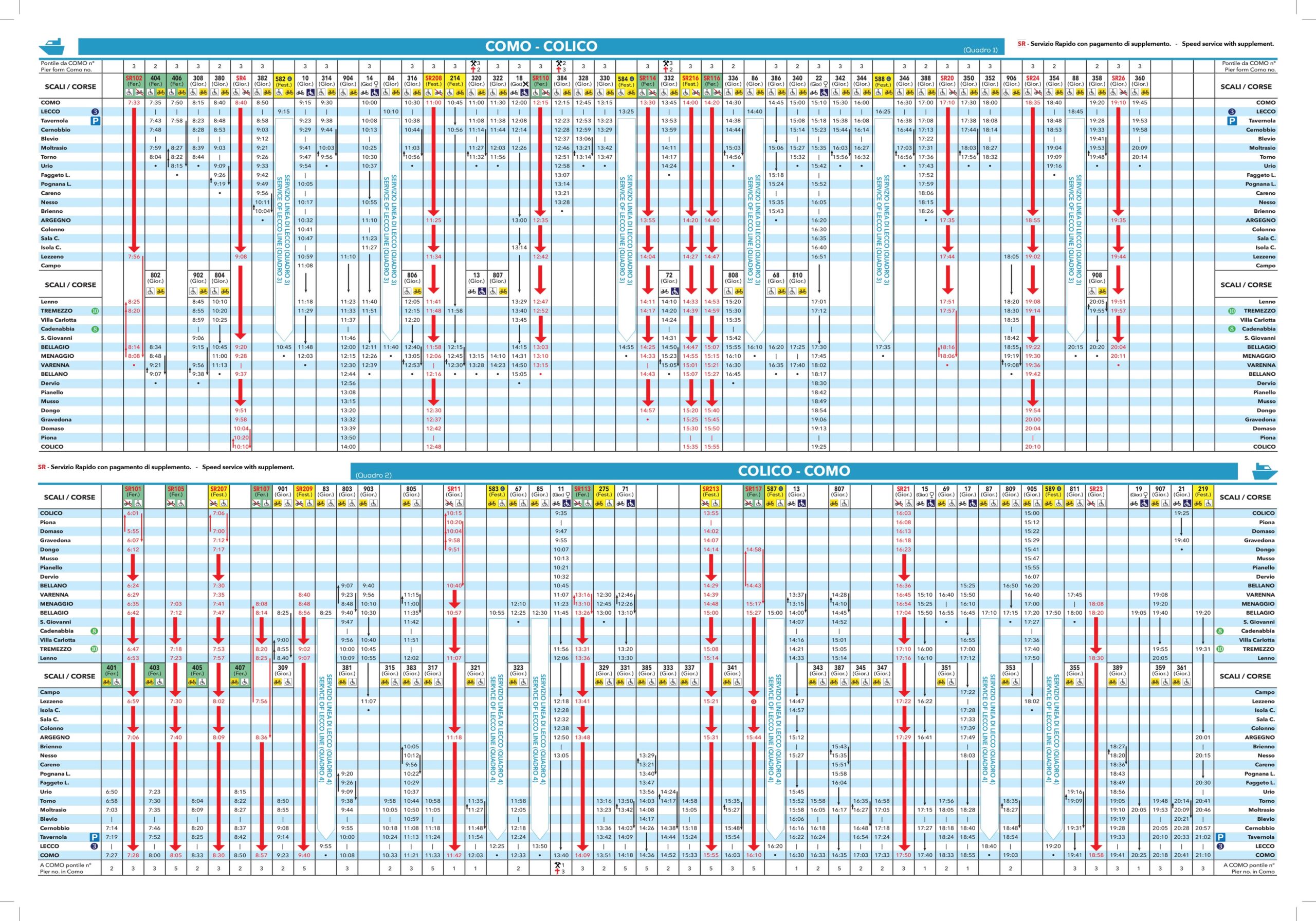 Rozkład promów na Como