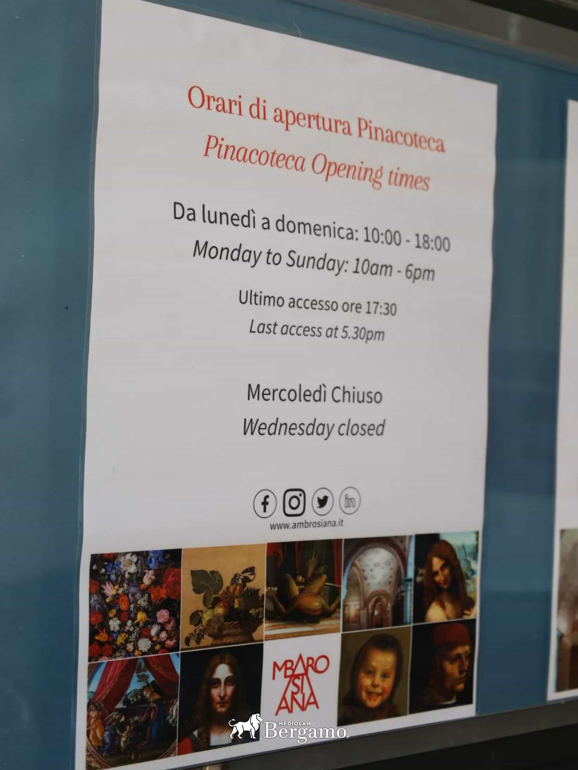 pinakoteka ambrozjańska godziny otwarcia