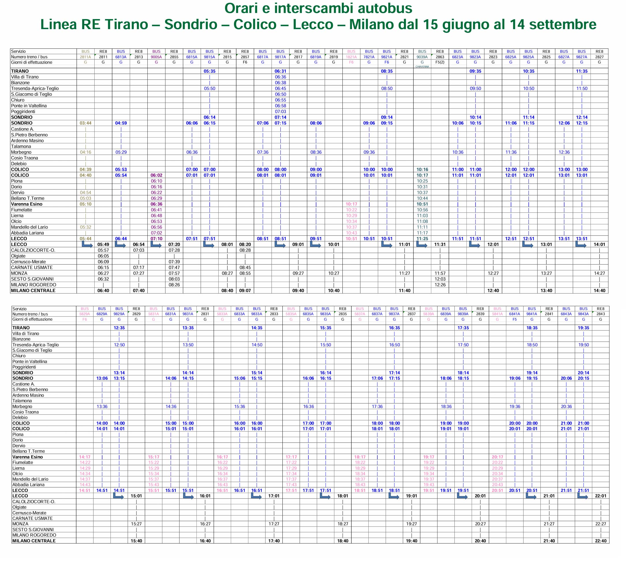 Tirano Lecco RE Autobus