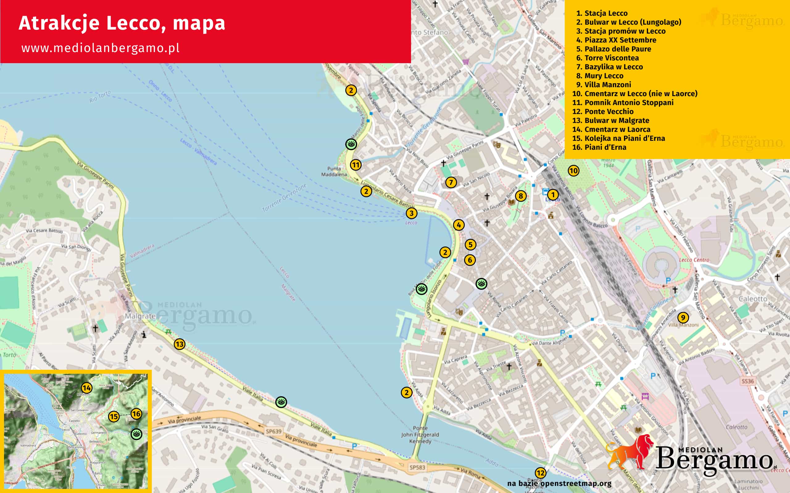 Atrakcje Lecco Mapa