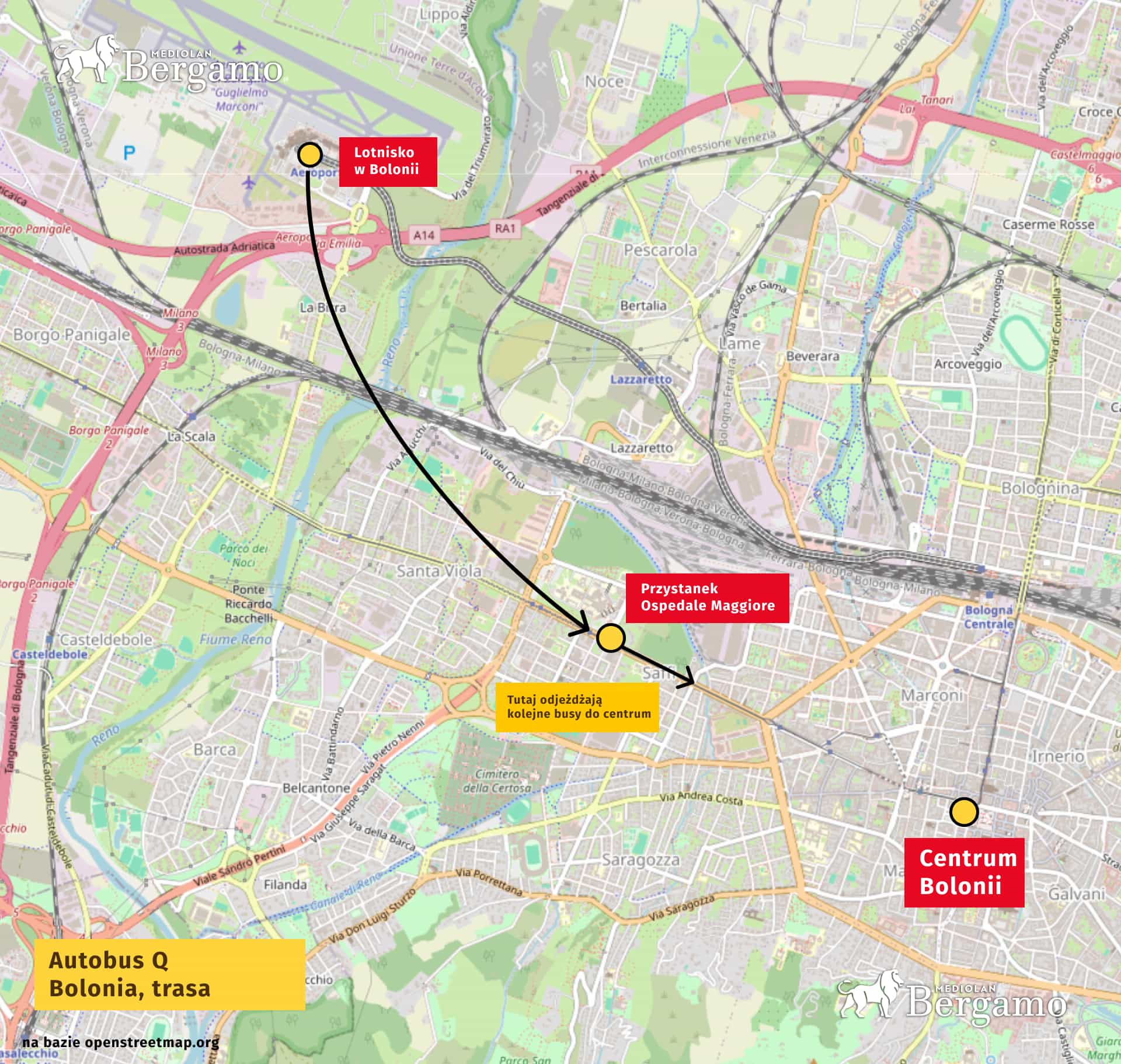 autobus Q Bolonia trasa