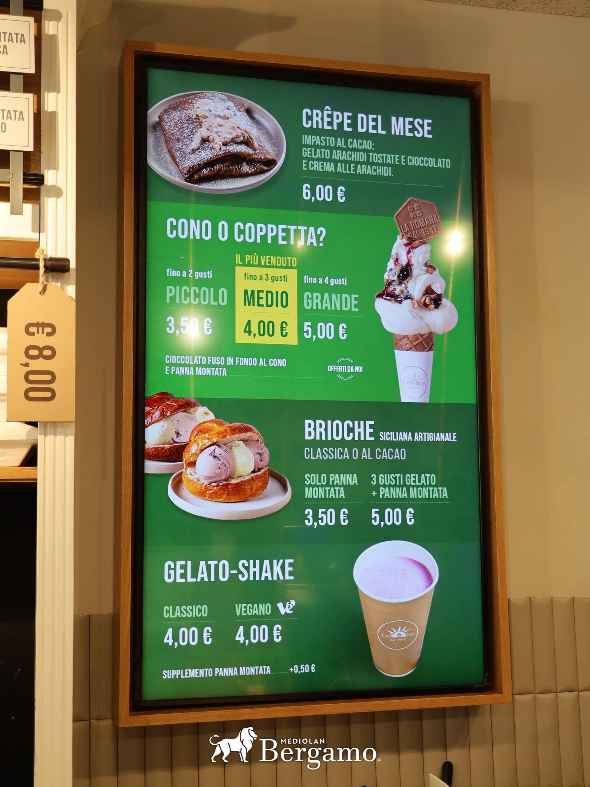 Gelateria La Romana Cennik