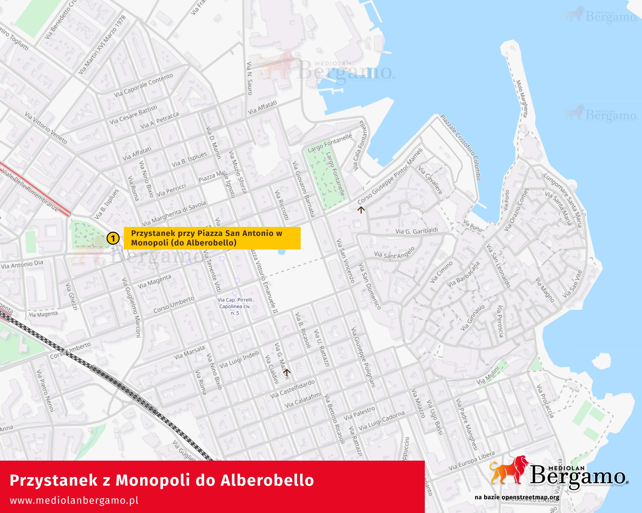 Przystanek autobusów z Monopoli do Alberobello
