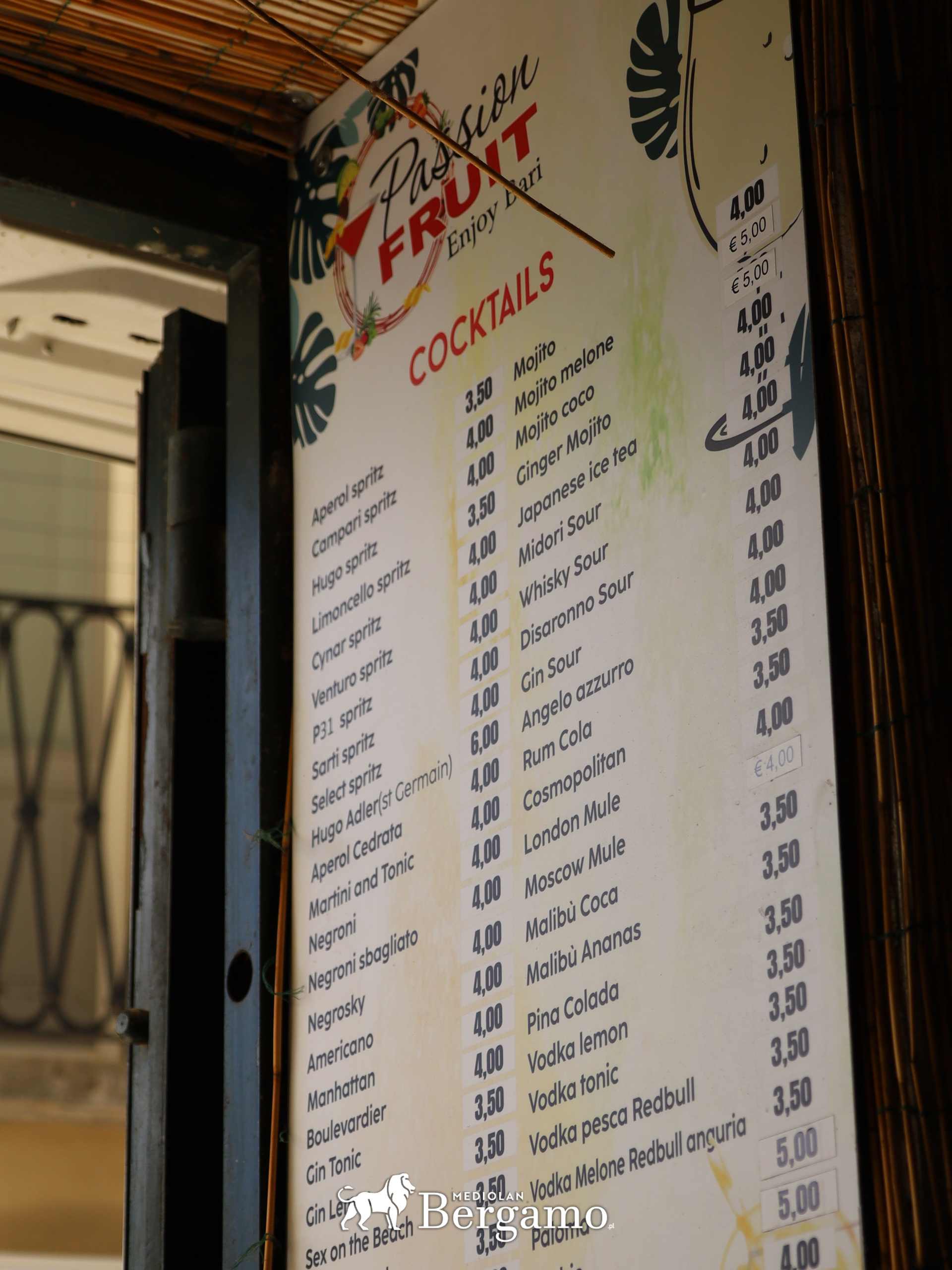 Menu tani aperol Bari