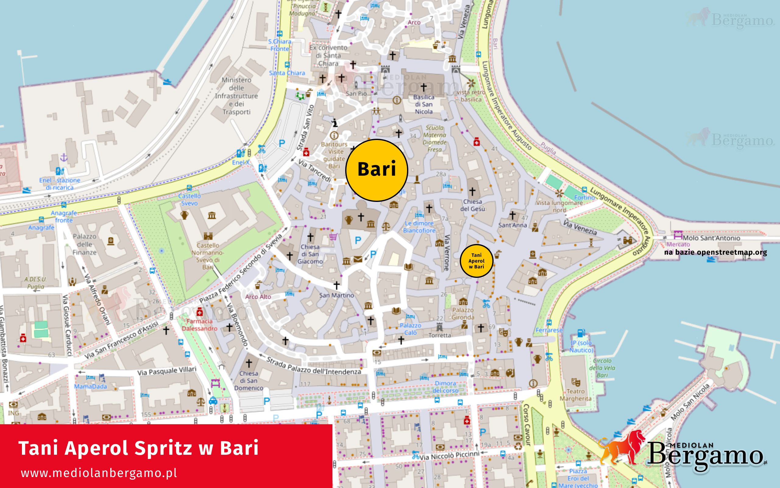 uliczka z tanim Aperolem w Bari